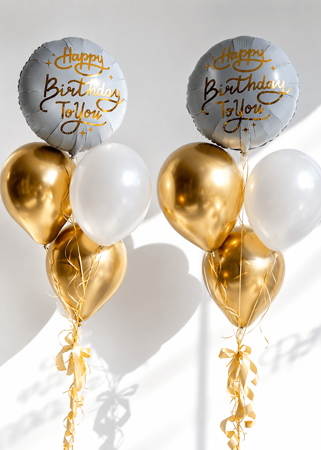Сет балони Happy Birthday в бяло и златно