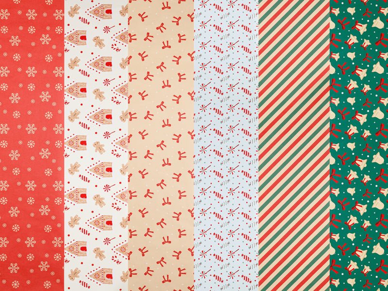 Коледна опаковъчна хартия, 70 × 200 см, 6 дизайна - PartyDesign
