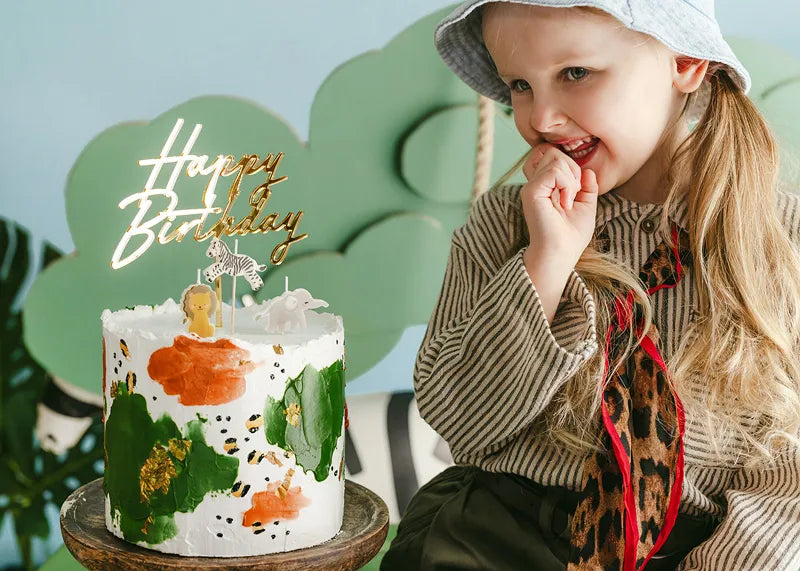 Торта със свещички Сафари и надпис Happy Birthday