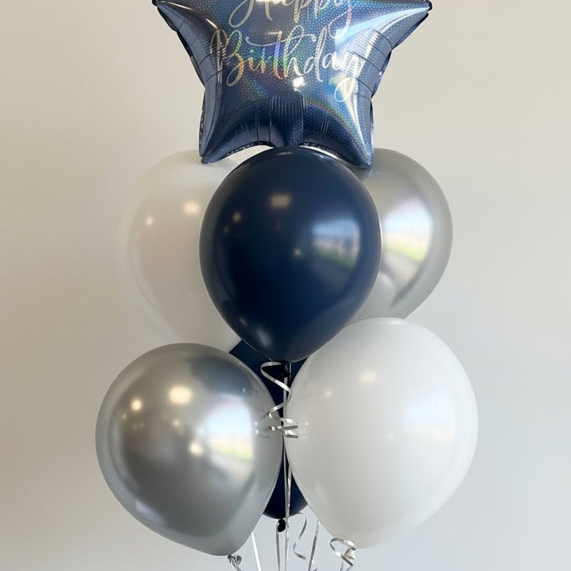 Сет от 7 балона Silver and Navy с хелий
