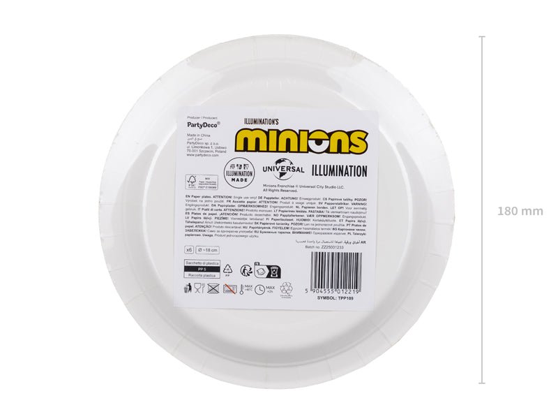 Хартиени чинии Minions, 6 бр. - PartyDesign