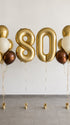 Златни цифри с хелий и два букета – бронз, златно и екрю - Party Design